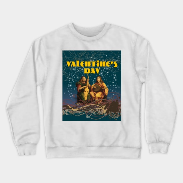 Valentine's Day Unique Vintage Musical Artwork Crewneck Sweatshirt by ROSHARTWORK